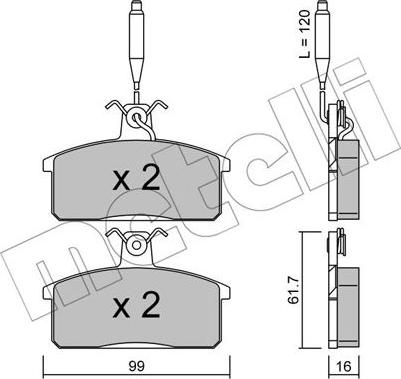 Metelli 22-0026-3 - Kit de plaquettes de frein, frein à disque cwaw.fr