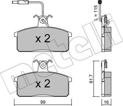 Metelli 22-0026-2 - Kit de plaquettes de frein, frein à disque cwaw.fr