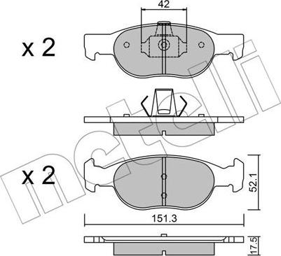 Metelli 22-0079-1 - Kit de plaquettes de frein, frein à disque cwaw.fr