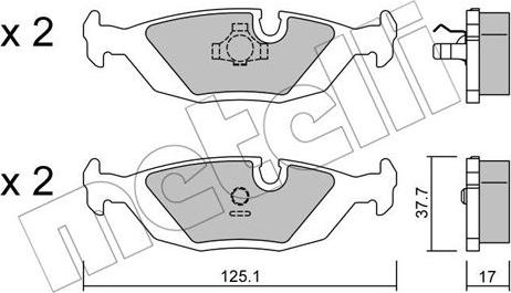 Metelli 22-0070-1 - Kit de plaquettes de frein, frein à disque cwaw.fr