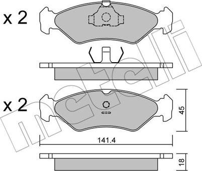 Metelli 22-0073-0 - Kit de plaquettes de frein, frein à disque cwaw.fr