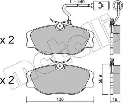 Metelli 22-0072-0 - Kit de plaquettes de frein, frein à disque cwaw.fr