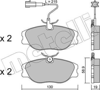 Metelli 22-0072-1 - Kit de plaquettes de frein, frein à disque cwaw.fr