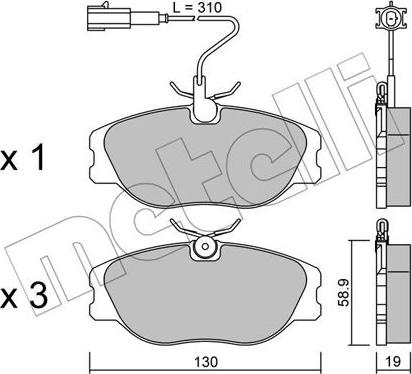 Metelli 22-0072-2 - Kit de plaquettes de frein, frein à disque cwaw.fr