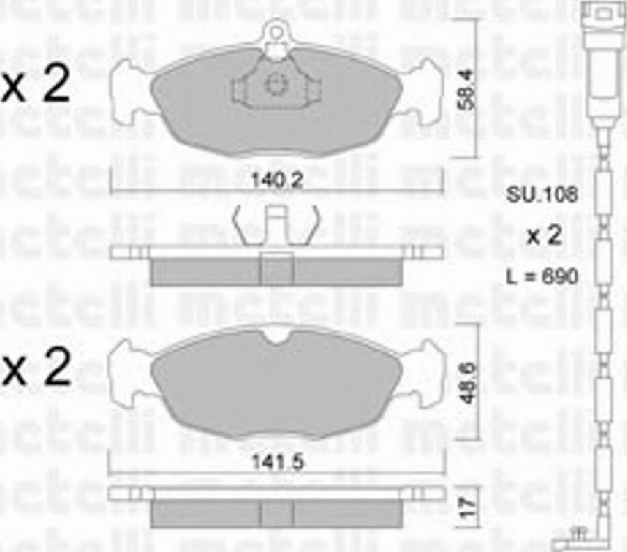 Metelli 22-0077-0K - Kit de plaquettes de frein, frein à disque cwaw.fr