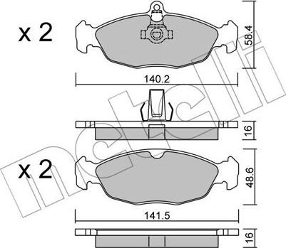 Metelli 22-0077-1 - Kit de plaquettes de frein, frein à disque cwaw.fr