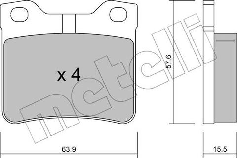 Metelli 22-0192-1 - Kit de plaquettes de frein, frein à disque cwaw.fr