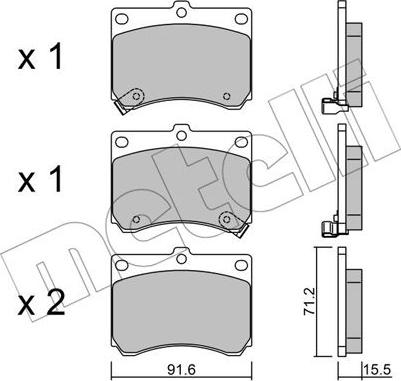 Metelli 22-0197-0 - Kit de plaquettes de frein, frein à disque cwaw.fr