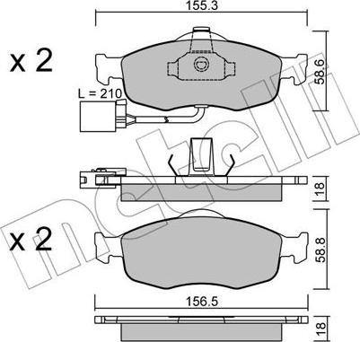 Metelli 22-0146-1 - Kit de plaquettes de frein, frein à disque cwaw.fr