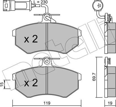 Metelli 22-0148-1 - Kit de plaquettes de frein, frein à disque cwaw.fr