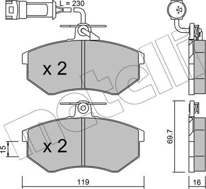 Metelli 22-0148-3 - Kit de plaquettes de frein, frein à disque cwaw.fr