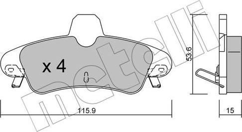 Metelli 22-0143-1 - Kit de plaquettes de frein, frein à disque cwaw.fr