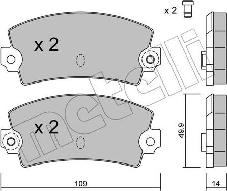 Metelli 22-0147-1 - Kit de plaquettes de frein, frein à disque cwaw.fr