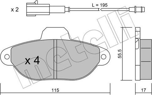 Metelli 22-0159-3 - Kit de plaquettes de frein, frein à disque cwaw.fr