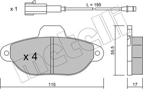 Metelli 22-0159-2 - Kit de plaquettes de frein, frein à disque cwaw.fr