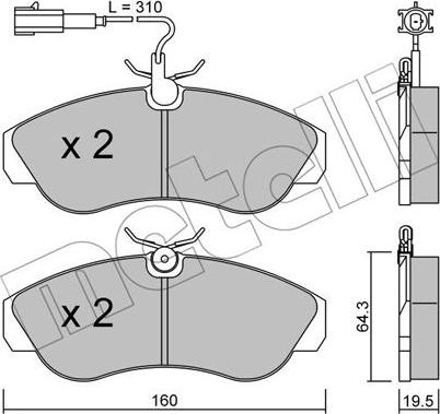 Metelli 22-0155-1 - Kit de plaquettes de frein, frein à disque cwaw.fr