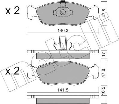 Metelli 22-0156-1 - Kit de plaquettes de frein, frein à disque cwaw.fr