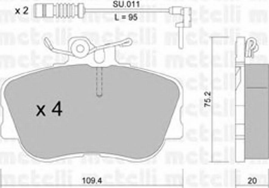 Metelli 22-0158-0K - Kit de plaquettes de frein, frein à disque cwaw.fr