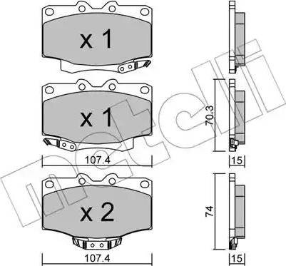 Metelli 22-0152-0 - Kit de plaquettes de frein, frein à disque cwaw.fr