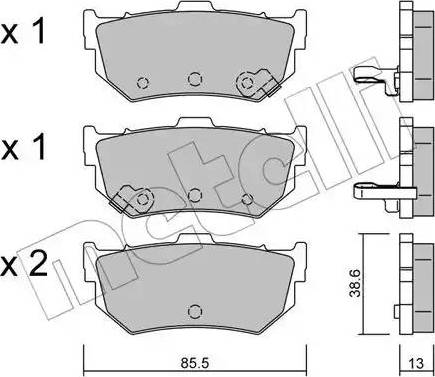 Metelli 22-0169-0 - Kit de plaquettes de frein, frein à disque cwaw.fr