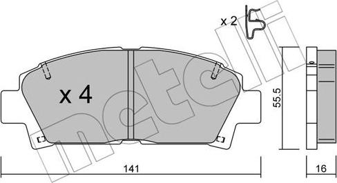 Metelli 22-0166-0 - Kit de plaquettes de frein, frein à disque cwaw.fr