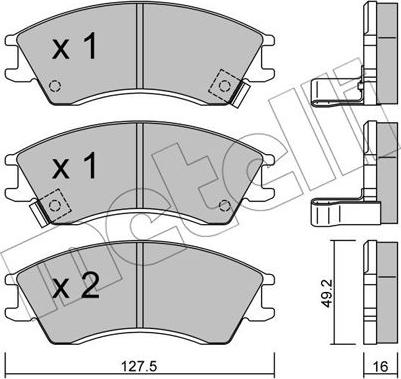 Metelli 22-0160-0 - Kit de plaquettes de frein, frein à disque cwaw.fr