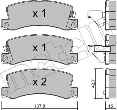 Metelli 22-0161-0 - Kit de plaquettes de frein, frein à disque cwaw.fr