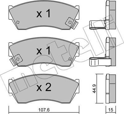 Metelli 22-0168-0 - Kit de plaquettes de frein, frein à disque cwaw.fr