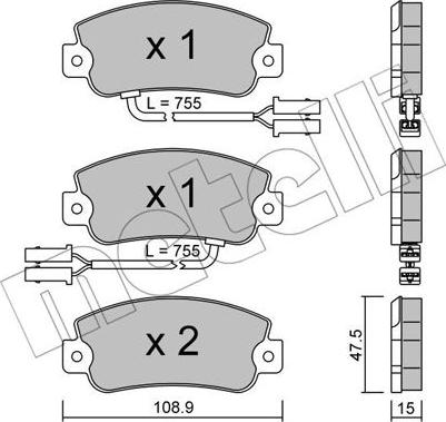 Metelli 22-0104-1 - Kit de plaquettes de frein, frein à disque cwaw.fr