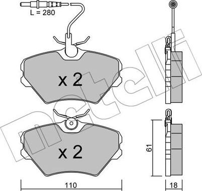 Metelli 22-0106-0 - Kit de plaquettes de frein, frein à disque cwaw.fr