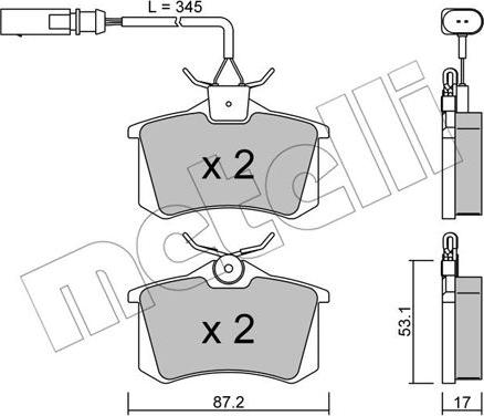 Metelli 22-0100-6 - Kit de plaquettes de frein, frein à disque cwaw.fr