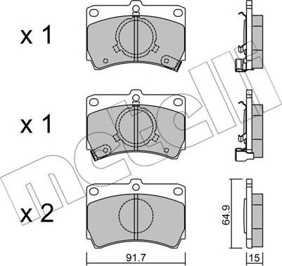 Metelli 22-0103-0 - Kit de plaquettes de frein, frein à disque cwaw.fr