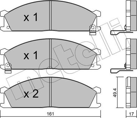 Metelli 22-0107-1 - Kit de plaquettes de frein, frein à disque cwaw.fr