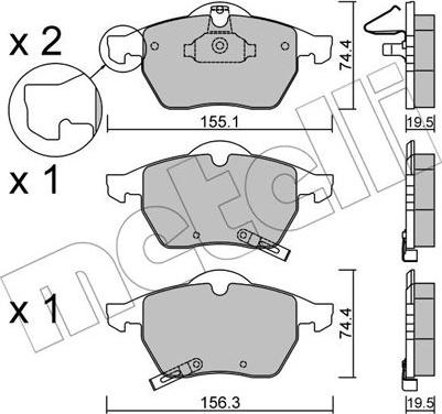 Metelli 22-0118-1 - Kit de plaquettes de frein, frein à disque cwaw.fr