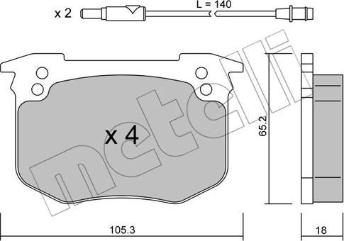 Metelli 22-0189-0 - Kit de plaquettes de frein, frein à disque cwaw.fr