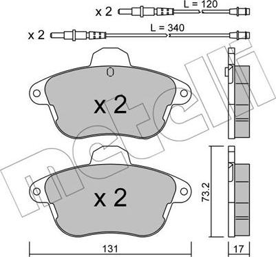 Metelli 22-0184-1 - Kit de plaquettes de frein, frein à disque cwaw.fr