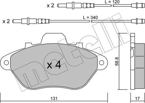 Metelli 22-0185-0 - Kit de plaquettes de frein, frein à disque cwaw.fr