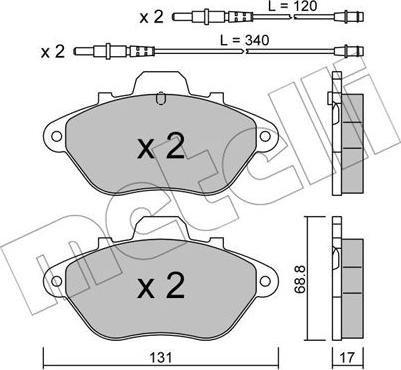 Metelli 22-0185-1 - Kit de plaquettes de frein, frein à disque cwaw.fr