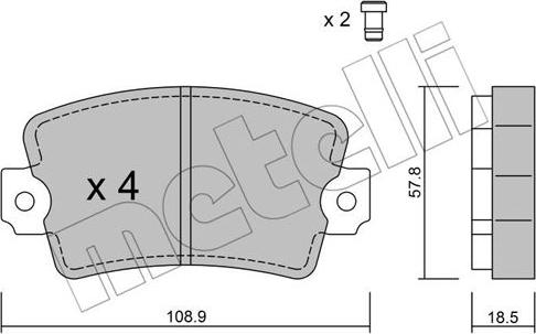 Metelli 22-0186-0 - Kit de plaquettes de frein, frein à disque cwaw.fr