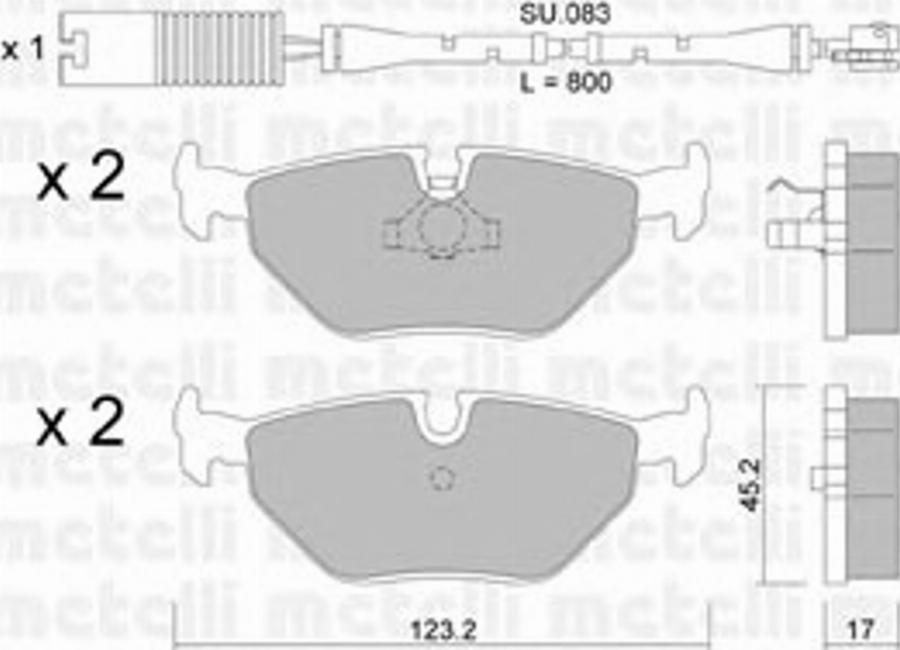 Metelli 22-0180-0K - Kit de plaquettes de frein, frein à disque cwaw.fr