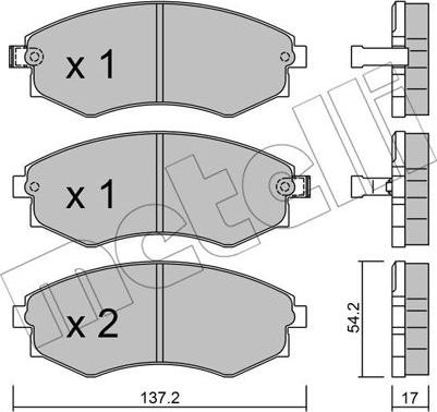 Metelli 22-0188-0 - Kit de plaquettes de frein, frein à disque cwaw.fr