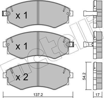 Metelli 22-0188-1 - Kit de plaquettes de frein, frein à disque cwaw.fr