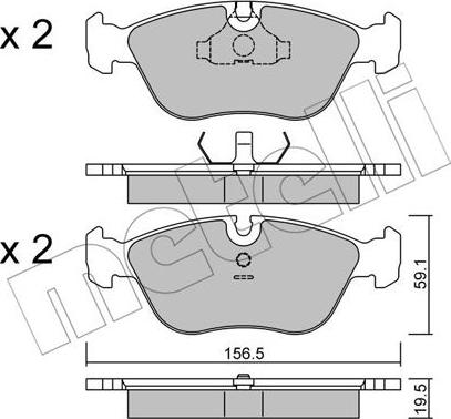 Metelli 22-0182-0 - Kit de plaquettes de frein, frein à disque cwaw.fr