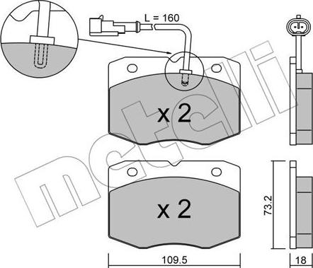 Metelli 22-0139-1 - Kit de plaquettes de frein, frein à disque cwaw.fr