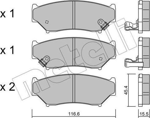 Metelli 22-0136-0 - Kit de plaquettes de frein, frein à disque cwaw.fr