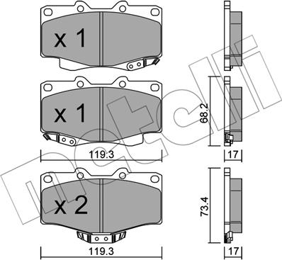 Metelli 22-0129-2 - Kit de plaquettes de frein, frein à disque cwaw.fr