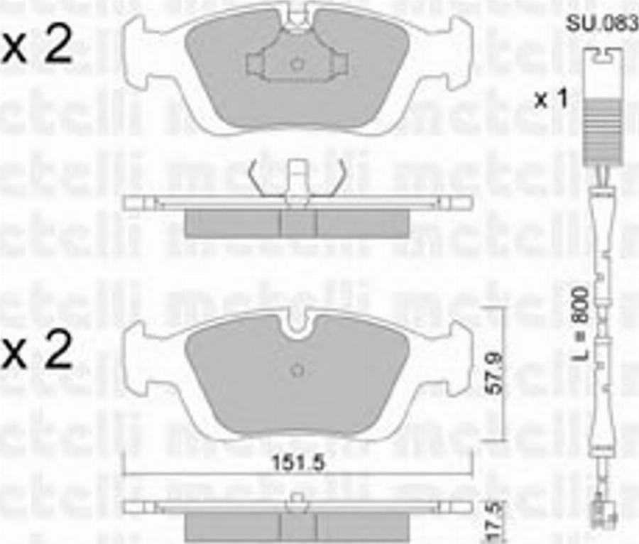 Metelli 22-0124-0K - Kit de plaquettes de frein, frein à disque cwaw.fr