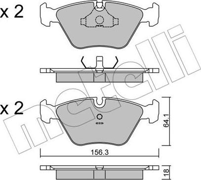 Metelli 22-0122-2 - Kit de plaquettes de frein, frein à disque cwaw.fr