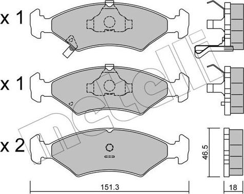 Metelli 22-0127-0 - Kit de plaquettes de frein, frein à disque cwaw.fr