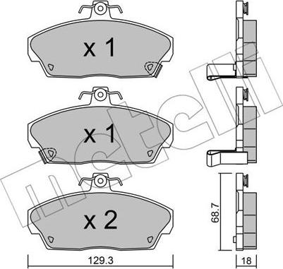 Metelli 22-0174-0 - Kit de plaquettes de frein, frein à disque cwaw.fr